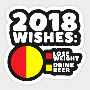 2018 Wishes: Lose Weight Drink Beer Sticker